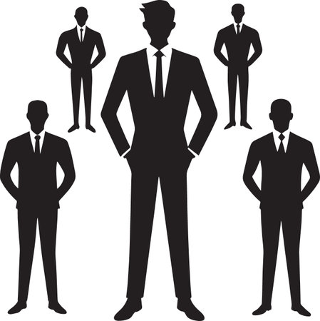 Business people silhouettes isolated on a white background. Vector illustration.のイラスト素材