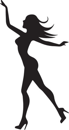 Woman Dancing Silhouette graceful motion woman vector artのイラスト素材