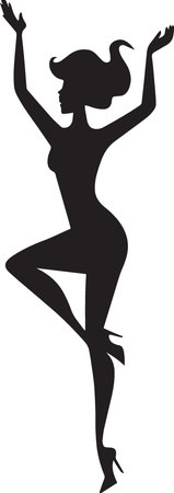Woman Dancing Silhouette isolated woman dancing graceful figureのイラスト素材