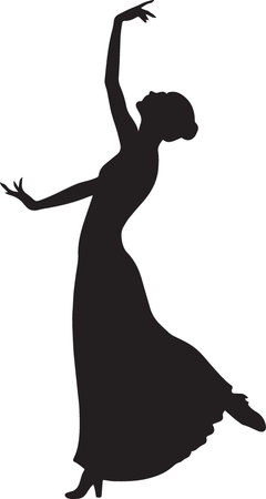 Woman Dancing Silhouette elegant motion woman vector art styleのイラスト素材