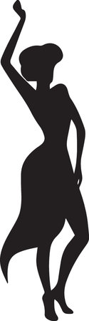 Woman Dancing Silhouette modern line art female dancer vectorのイラスト素材