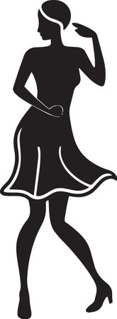 Woman Dancing Silhouette isolated black shape of dancing womanのイラスト素材