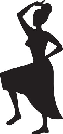 Woman Dancing Silhouette minimal woman shape vector design elegantのイラスト素材