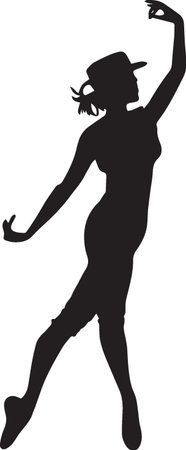 Woman Dancing Silhouette woman in motion dancing artistic shapeのイラスト素材
