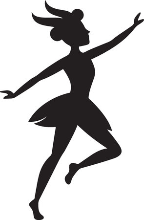 Woman Dancing Silhouette dynamic woman dancing shadow minimal artのイラスト素材