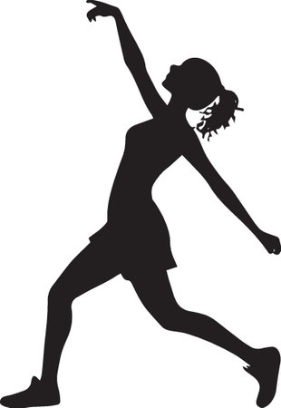 Woman Dancing Silhouette bold outline woman dancer movement artのイラスト素材