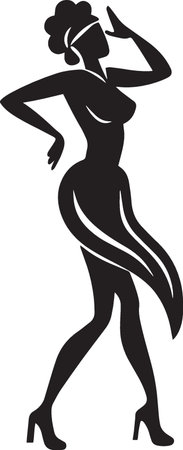 Woman Dancing Silhouette woman in mid motion graceful silhouetteのイラスト素材