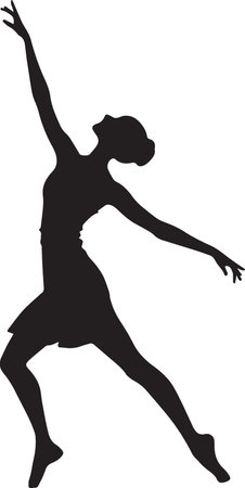 Woman Dancing Silhouette contemporary art woman silhouette vectorのイラスト素材