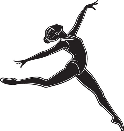 Woman Dancing Silhouette female dancer movement artistic black outlineのイラスト素材