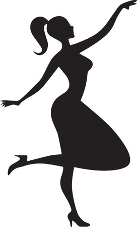 Woman Dancing Silhouette fluid vector woman elegant dance artworkのイラスト素材