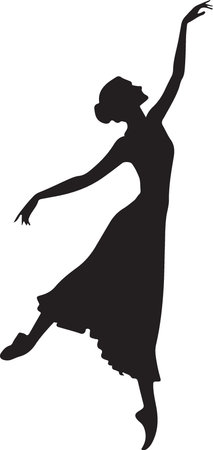 Dancing ballerina. Ballerina silhouette. Vector illustration.のイラスト素材