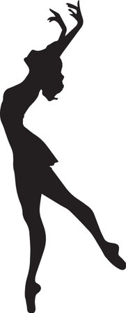Ballerina.Black and White Silhouettes.Vector Illustration.のイラスト素材