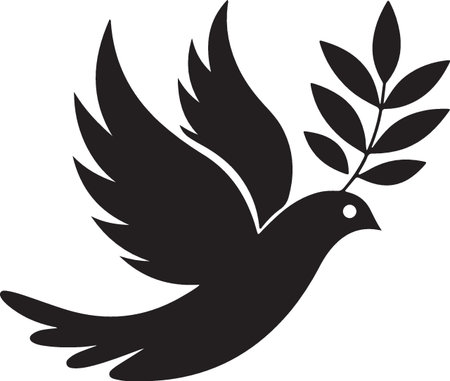 Dove with olive branch. Symbol of peace. Vector illustration.のイラスト素材
