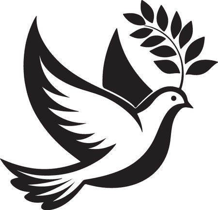 Dove with olive branch.Vector illustration ready for vinyl cutting.のイラスト素材
