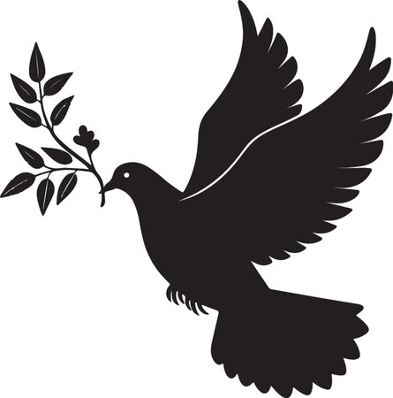 Dove with olive branch.Vector illustration ready for vinyl cutting.のイラスト素材