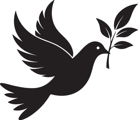 Dove with olive branch.Vector illustration ready for vinyl cutting.のイラスト素材