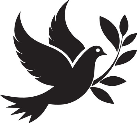 Dove with olive branch. Vector illustration isolated on white background.のイラスト素材
