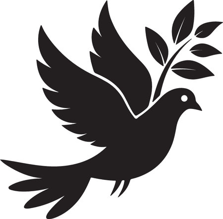 Dove with olive branch.Vector illustration ready for vinyl cutting.のイラスト素材