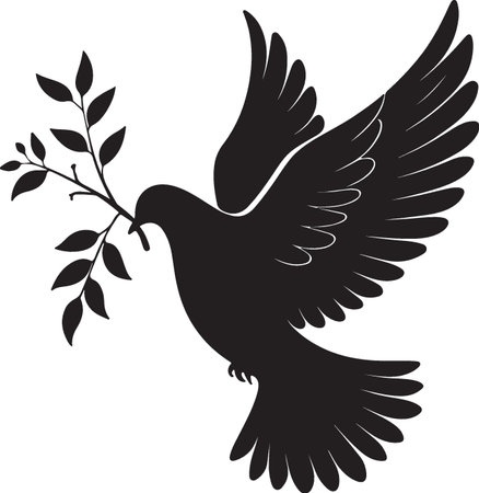 Dove with olive branch.Vector illustration ready for vinyl cutting.のイラスト素材