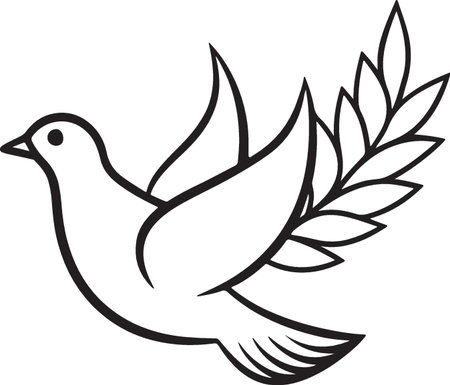 Dove with olive branch. Vector illustration ready for vinyl cutting.のイラスト素材