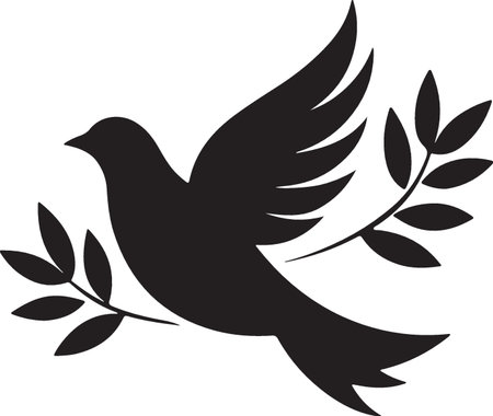 Dove with olive branch. Vector illustration ready for vinyl cutting.のイラスト素材