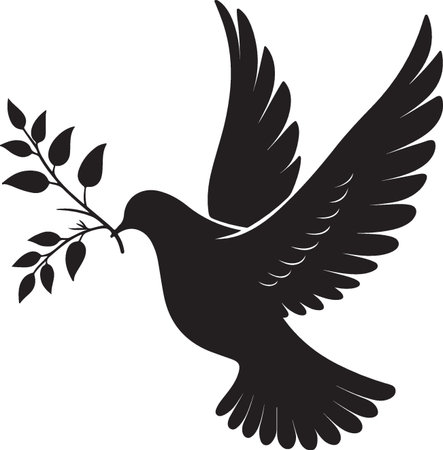 Dove with olive branch.Vector illustration ready for vinyl cutting.のイラスト素材