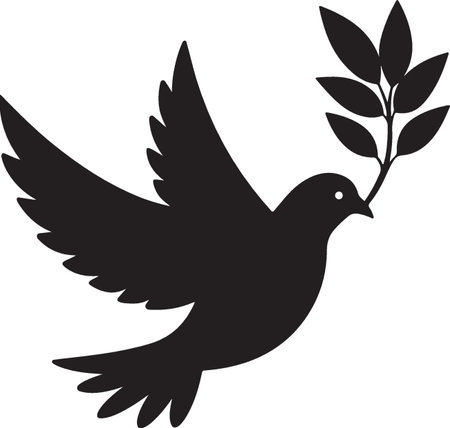 Pigeon with olive branch, symbol of peace and love.のイラスト素材