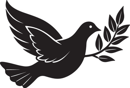 Dove with olive branch.Vector illustration ready for vinyl cutting.のイラスト素材