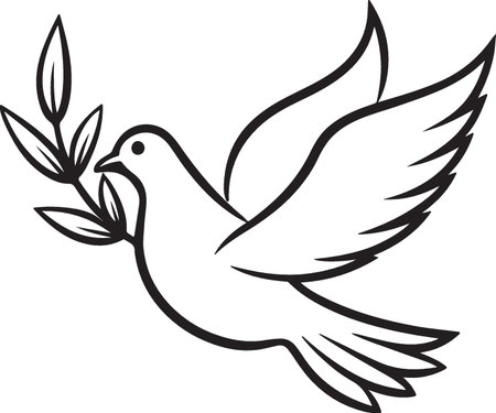 Dove with olive branch.Vector illustration ready for vinyl cutting.のイラスト素材