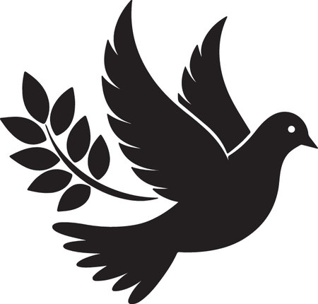 Dove with laurel wreath isolated on a white background.のイラスト素材