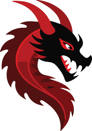 Dragon head vector illustration isolated on white background. Dragon head mascot.のイラスト素材