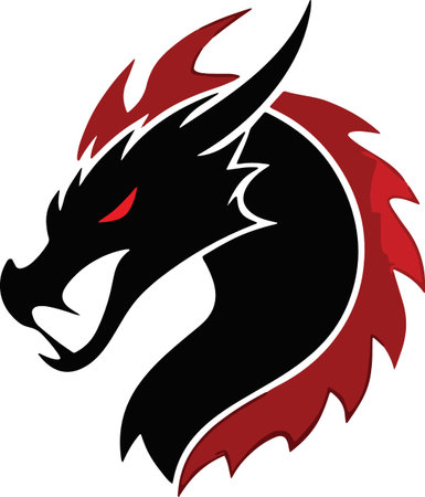 Dragon head.Vector illustration ready for vinyl cutting. Isolated on white background.のイラスト素材