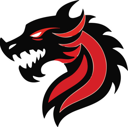 Dragon head - vector illustration - isolated on white background - stock vectorのイラスト素材