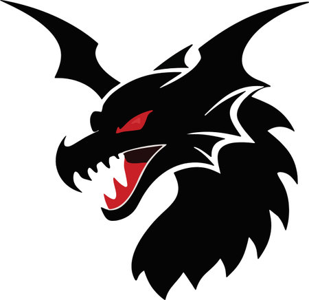 Dragon head.Vector illustration ready for vinyl cutting on white background.のイラスト素材