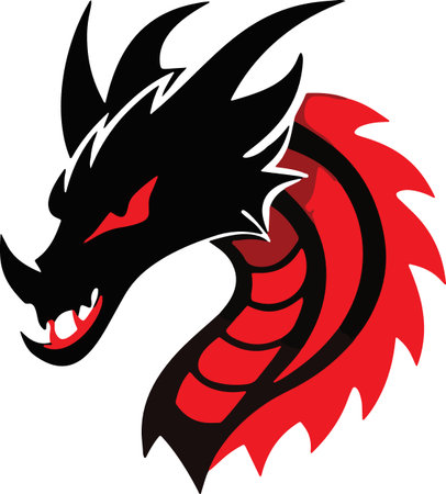Dragon head.Vector illustration ready for vinyl cutting.  Includes clipping path.のイラスト素材