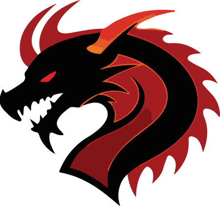 Dragon head vector illustration isolated on the white background. Vector illustration.のイラスト素材