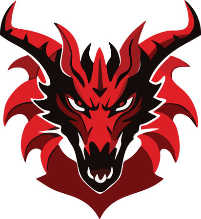 Dragon head.Vector illustration - color + b/w versions.のイラスト素材