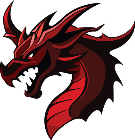 Dragon head. Vector illustration - color + b/w versions.のイラスト素材