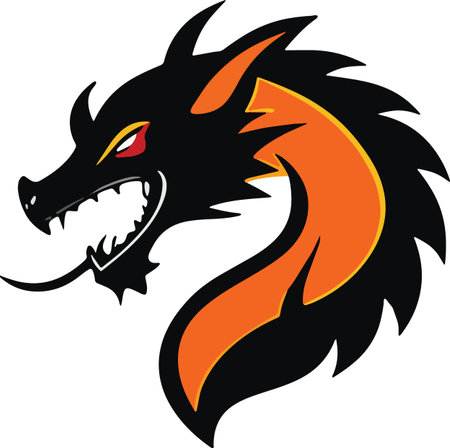 Dragon head.Vector illustration - color + b/w versions.のイラスト素材