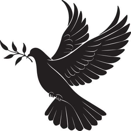 Dove with olive branch.Vector illustration ready for vinyl cutting.のイラスト素材