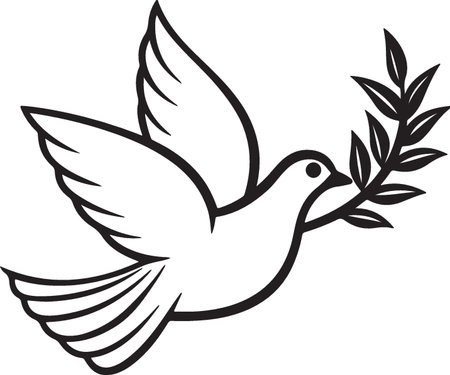 Dove with olive branch.Vector illustration ready for vinyl cutting.のイラスト素材