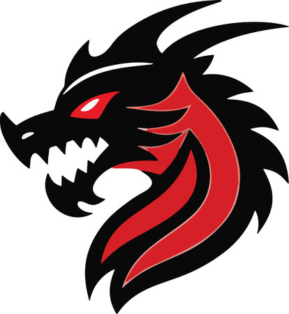 Dragon head.Vector illustration ready for vinyl cutting on white background.のイラスト素材