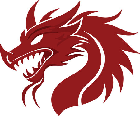 Dragon head.Vector illustration ready for vinyl cutting. Isolated on white background.のイラスト素材