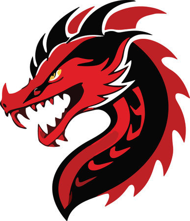 Dragon head.Vector illustration - color + b/w versions.のイラスト素材