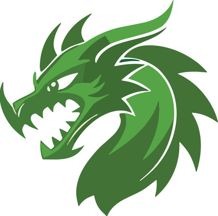 Illustration of a dragon head viewed from side set inside circle on isolated white background.のイラスト素材