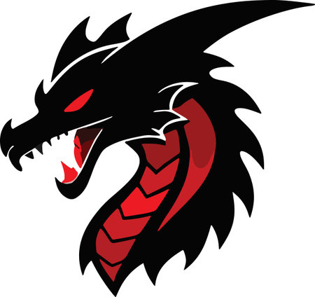 Dragon head.Vector illustration ready for vinyl cutting on white background.のイラスト素材