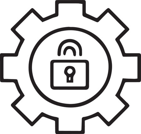 Black line Lock and gear icon isolated on white background. Adjusting app, service concept, setting options, maintenance, repair, fixing. Vector Illustrationのイラスト素材