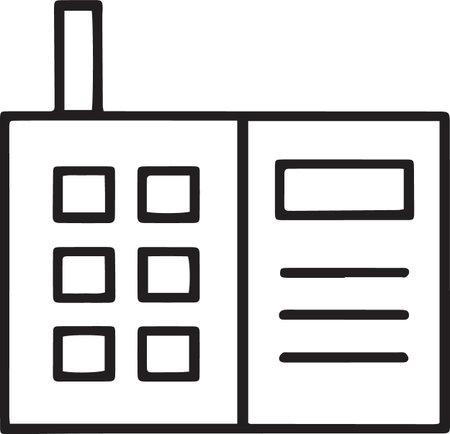 Black line Telephone icon isolated on white background. Landline phone. Vector Illustrationのイラスト素材