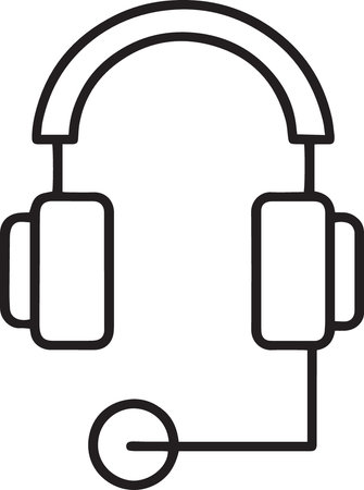 Black line Headphones icon isolated on white background. Support customer service, hotline, call center, faq, maintenance. Vector Illustrationのイラスト素材