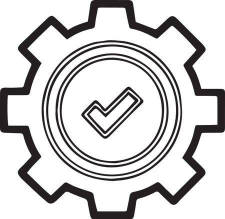 Gear with check mark icon isolated on white background. Vector Illustrationのイラスト素材